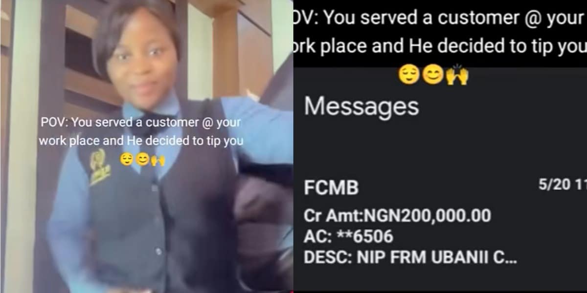 Nigerian waitress receives ₦200k tip for outstanding service from customer