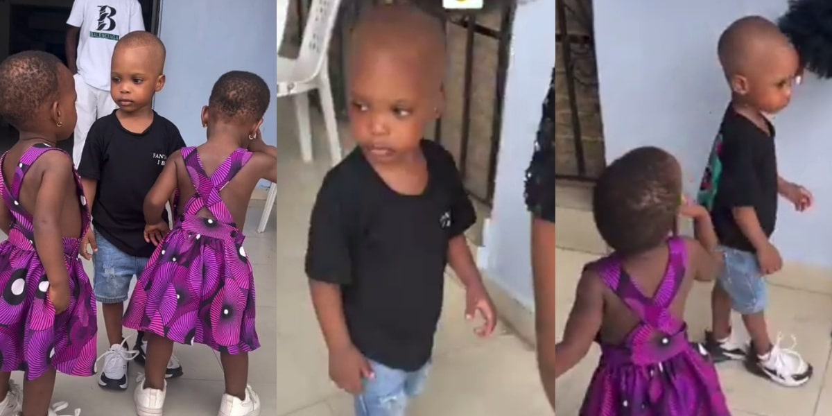 Young boy expresses shock after encountering identical twins for the first time