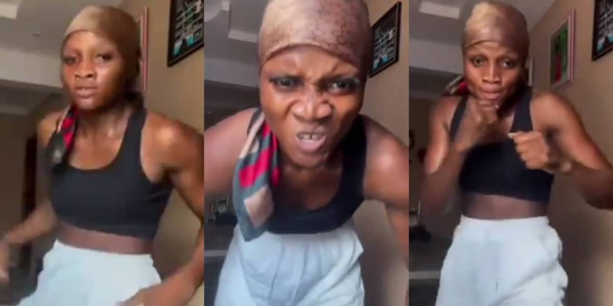 Hilarious reactions as lady shows off her boxing skills