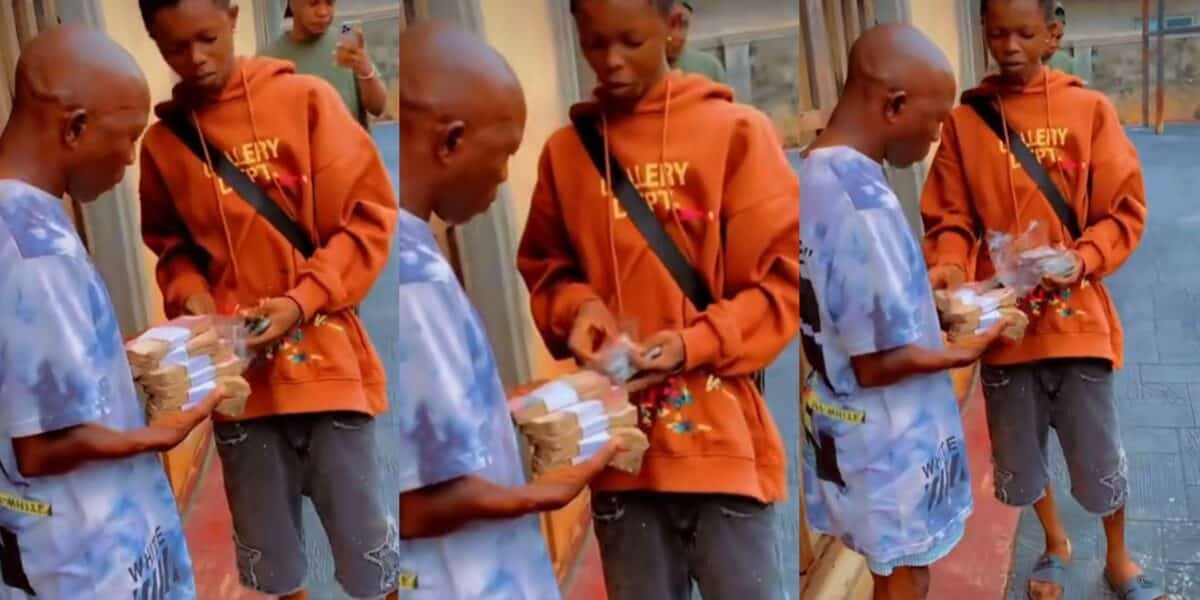 Young man father stacks cash