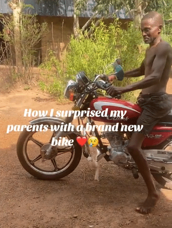 lady father new bike 