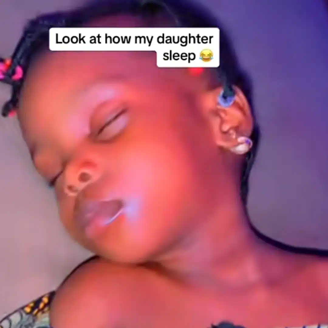 Nigerian mother stunned as daughter sleeps standing up