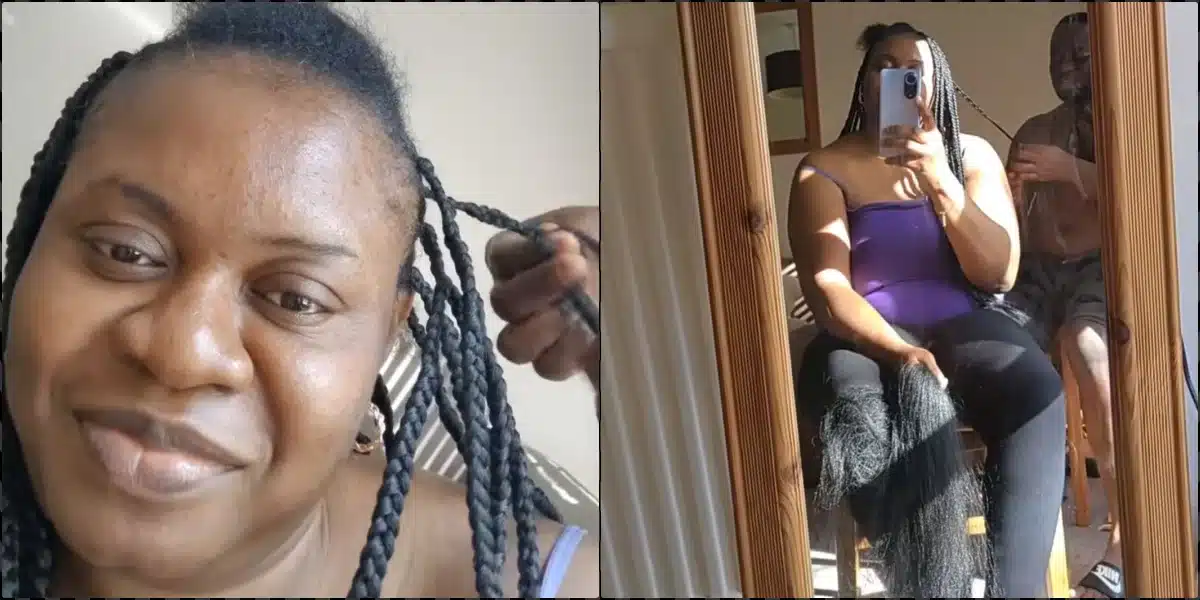 Woman saves £100 in UK as husband neatly braids her hair