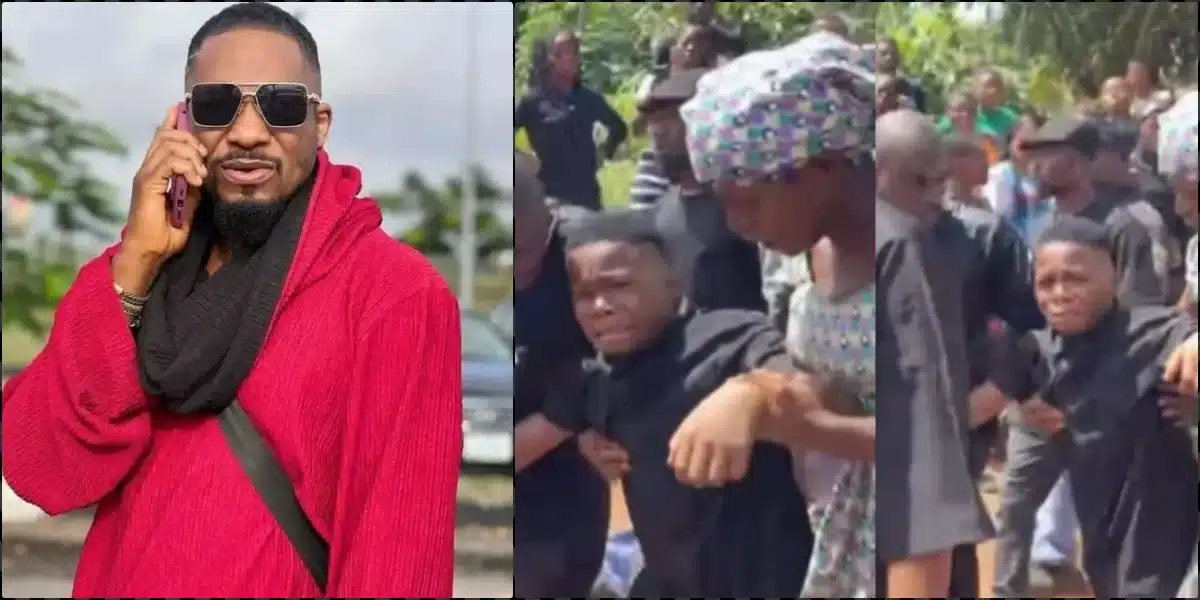 Moment Junior Pope’s first son breaks down at father's funeral