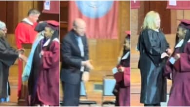 Moment graduate ignores her lecturers, refuses their handshakes on graduation day