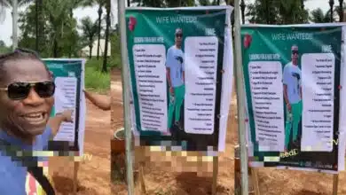 Speed Darlington persists in his hunt as he erects signpost in village declaring his search for a wife