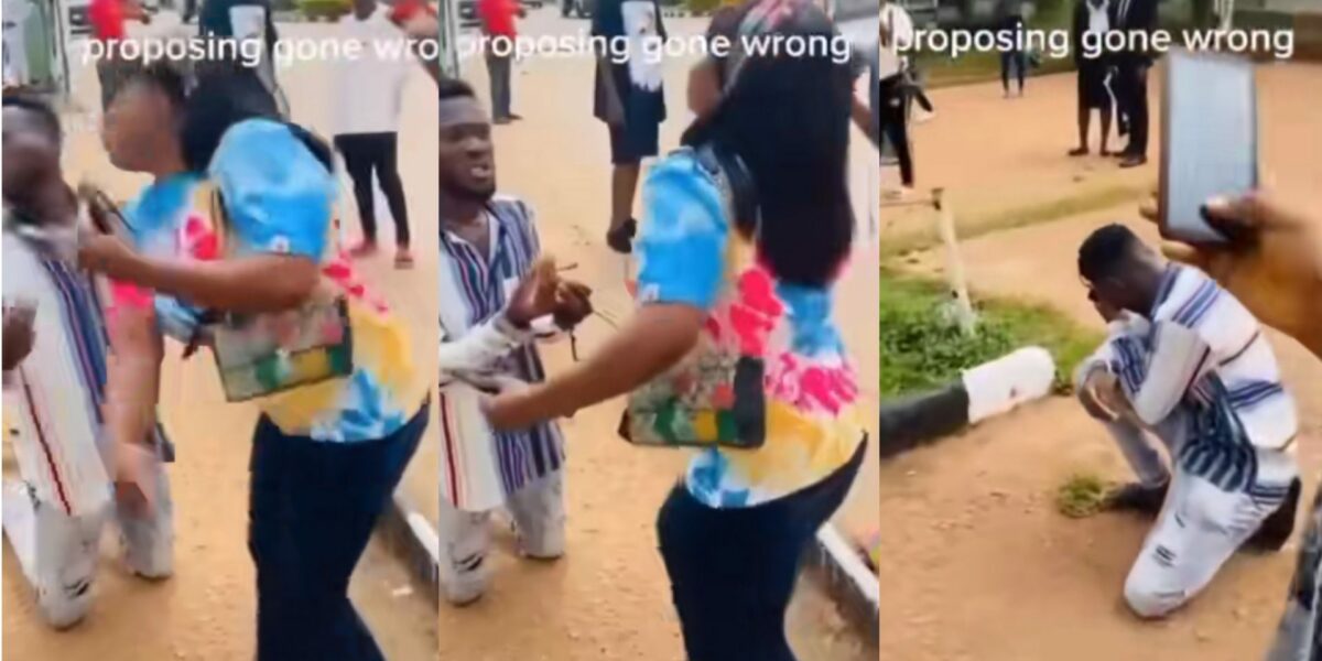 Man slap girlfriend public proposal