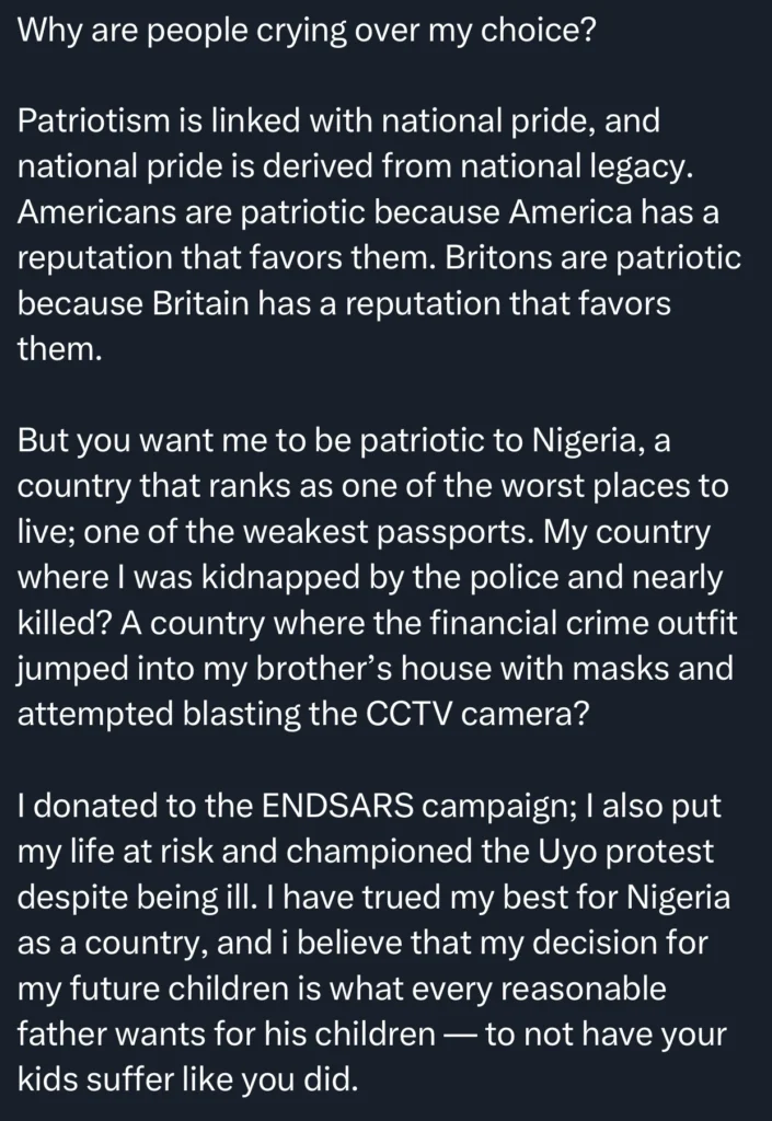 Solomon Buchi insists on not getting a Nigerian passport for his children