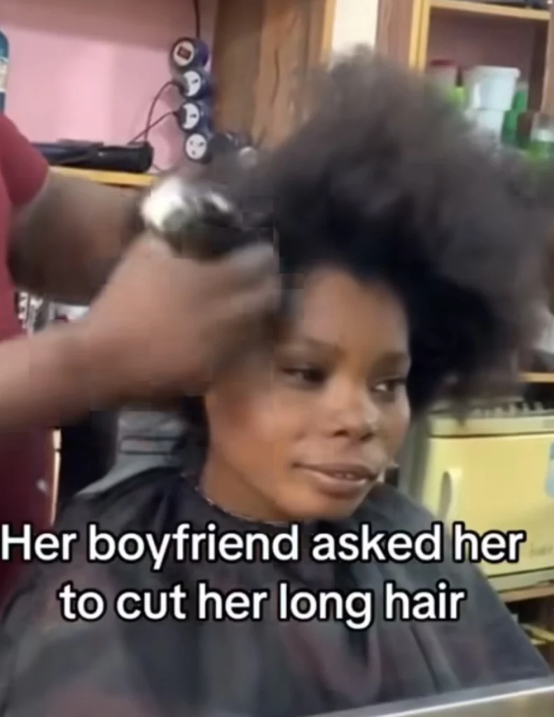 Lady allegedly cuts long hair over pressure from her boyfriend