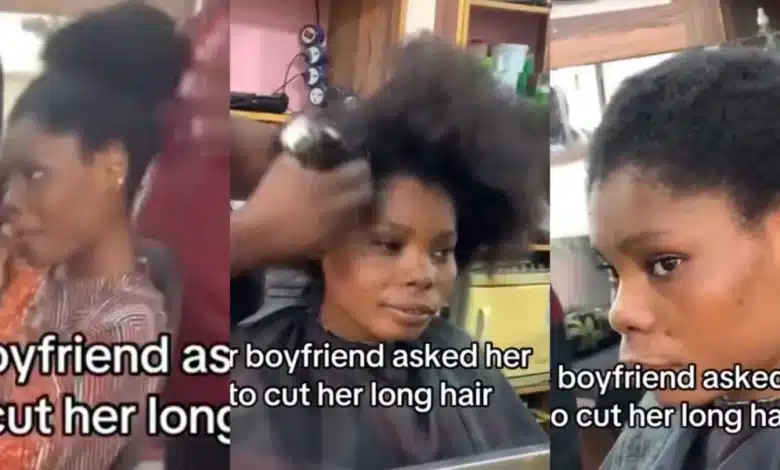 Lady allegedly cuts long hair over pressure from her boyfriend