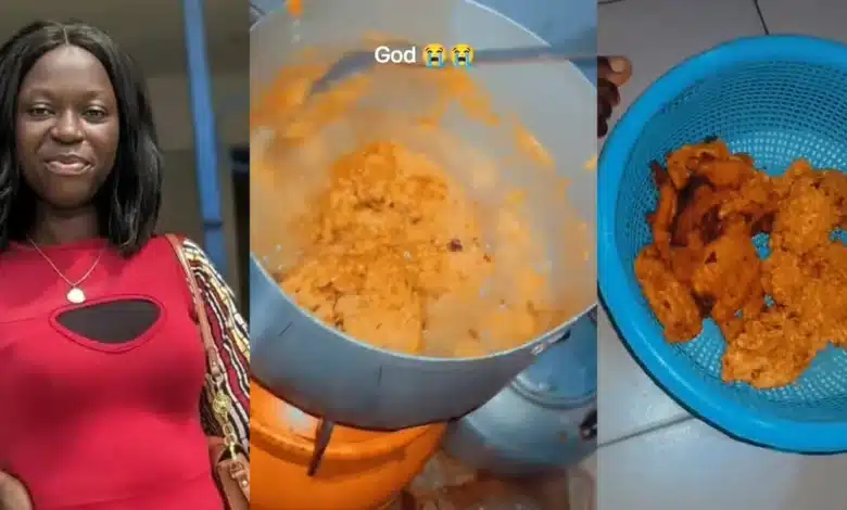 Wife material shows off sumptuous meal of akara she made