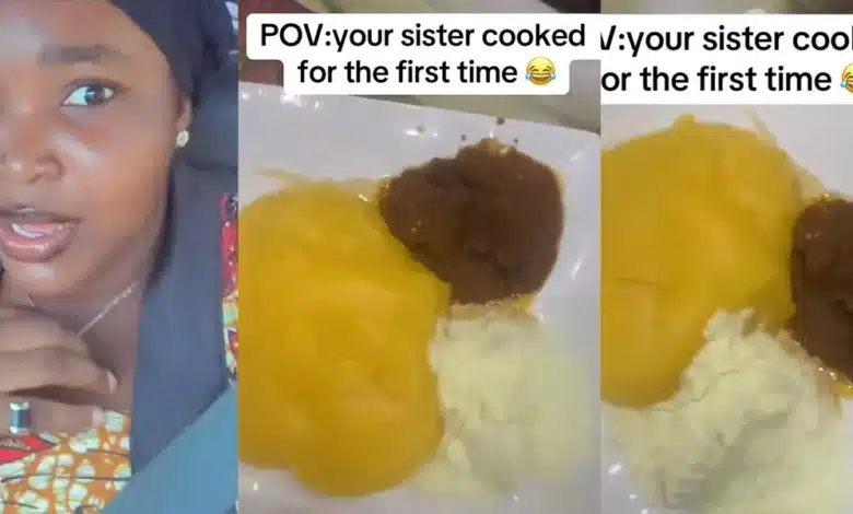 Lady flaunts exquisite meal of Custard soup her sister made