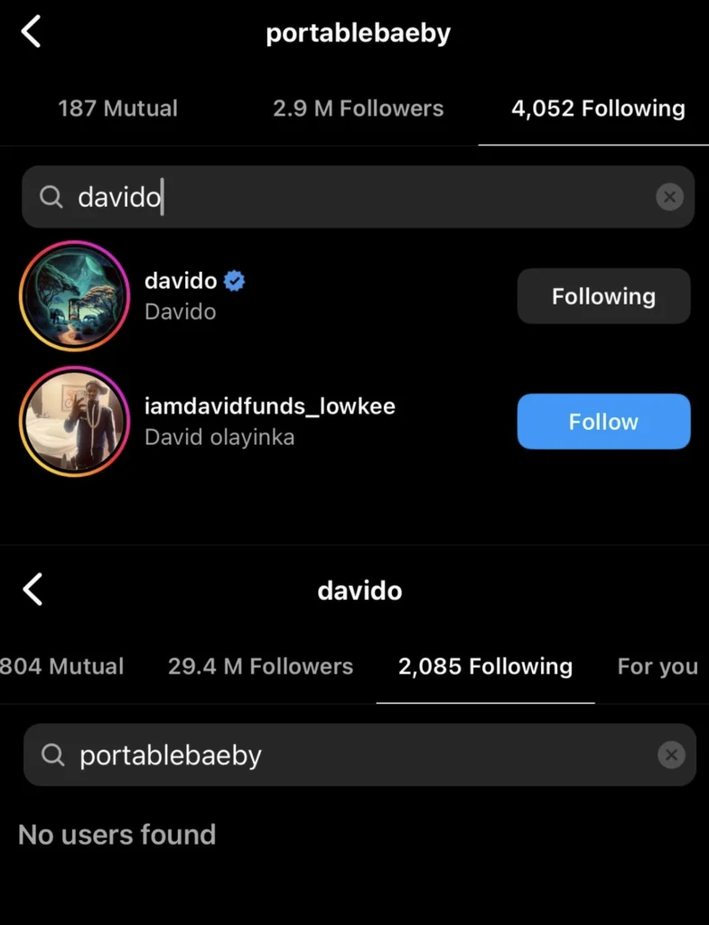 Davido unfollows Portable on Instagram