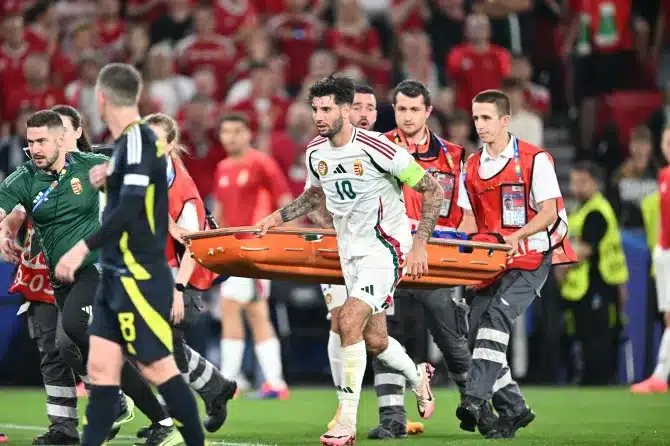 Hungary's Barnabas Varga confirmed stable after collision with Scotland goalkeeper