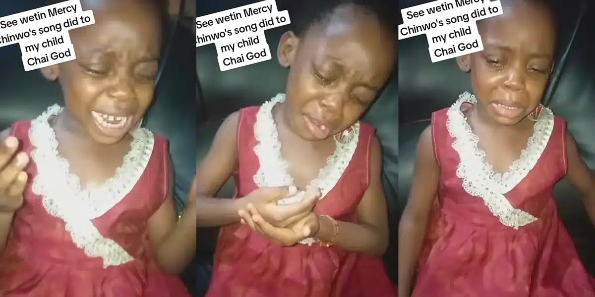 Little girl gets emotional while listening to Mercy Chinwo’s song