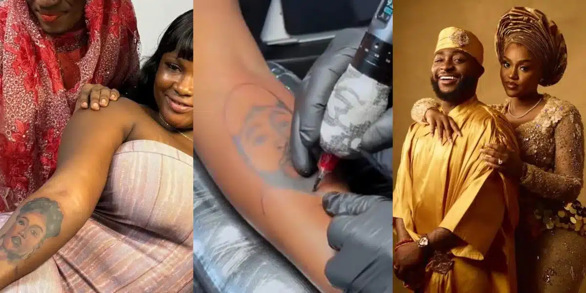 Lady gets tattoo of Davido and Chioma to celebrate their wedding