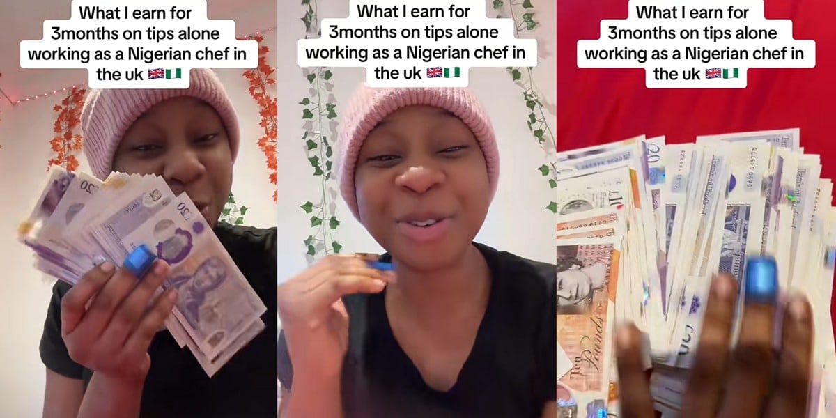 Nigerian chef in UK boasts of earning huge tips, flaunts cash online