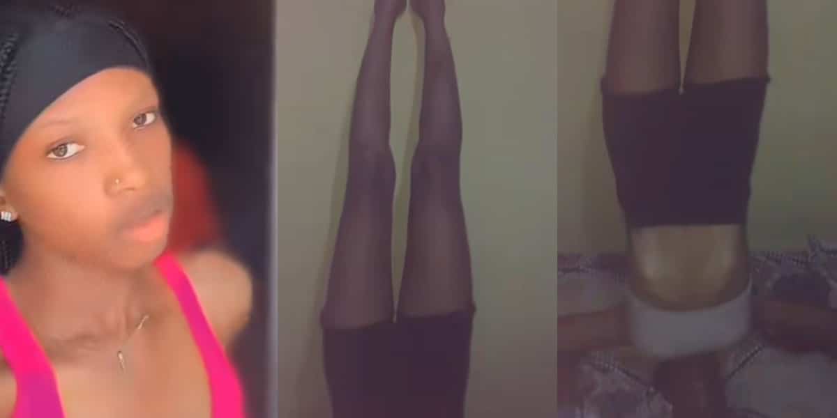 Nigerian lady finds roommate sleeping upside down with legs on wall in middle of night