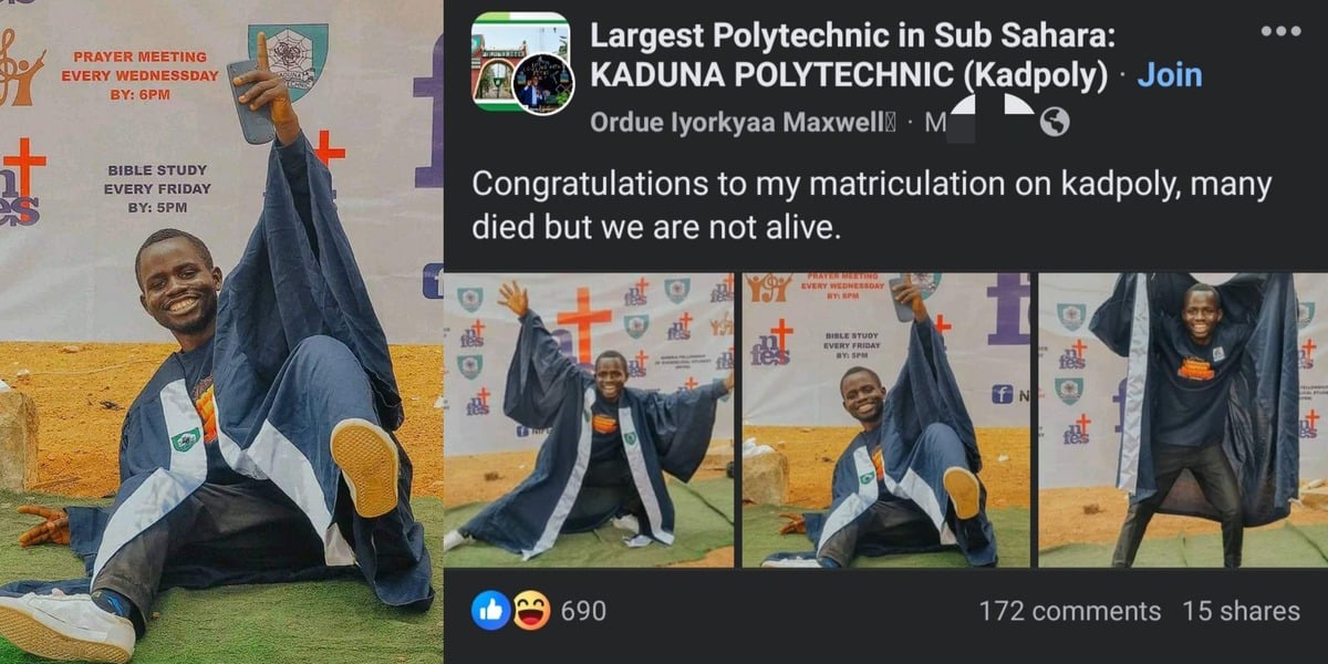 Kaduna polytechnic graduate goes viral for unusual graduation post