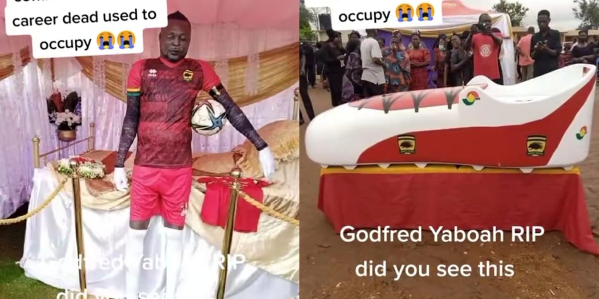 Late Ghanaian footballer buried in giant football boot coffin