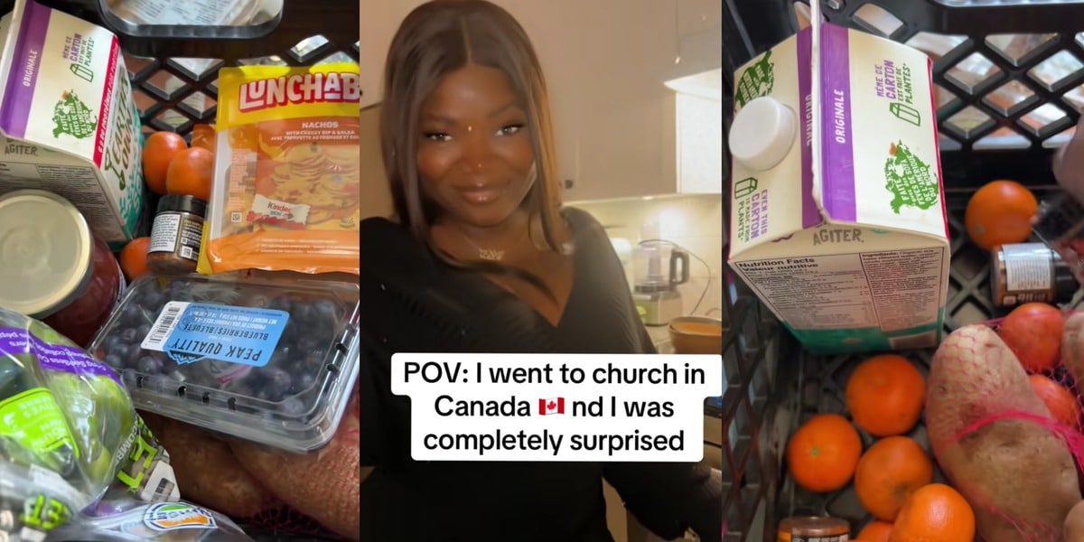 Nigerian lady shares address online as Canadian church gifts her basket of groceries on first visit