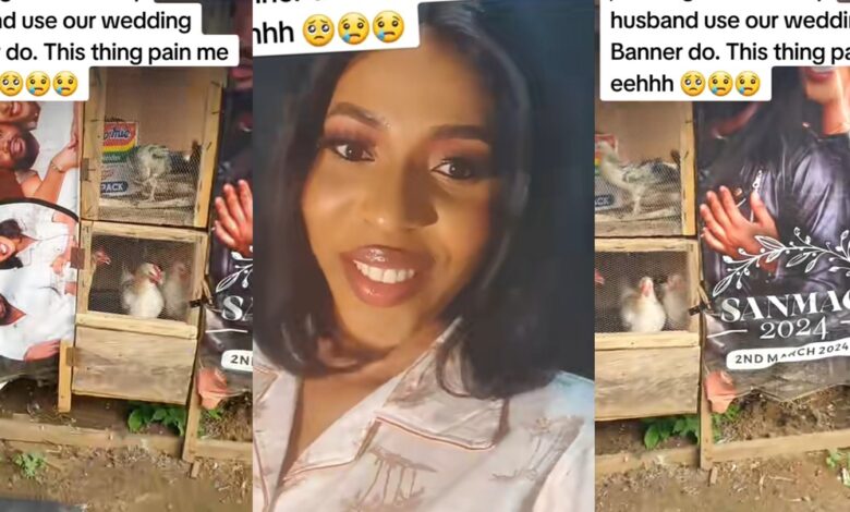 Nigerian wife laments as husband uses wedding banner to build chicken home 3 months after marriage