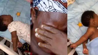 Nigerian mother shares video of son's strange sleeping style