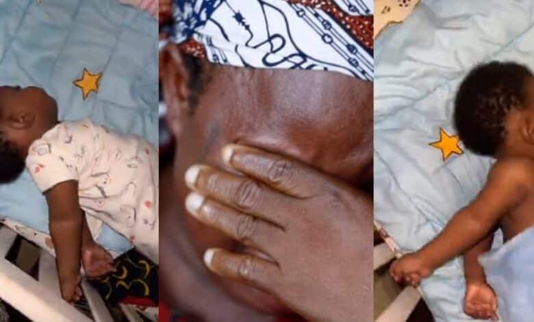 Nigerian mother shares video of son's strange sleeping style