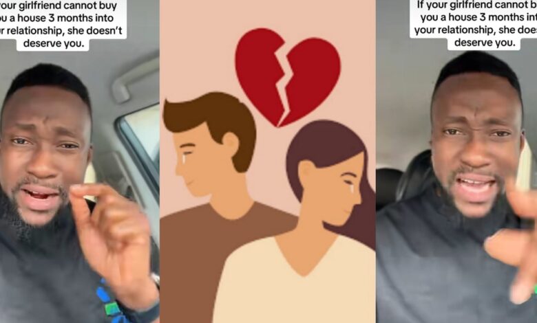 Nigerian man advises men to break up if girlfriends can’t buy house, car, and land 3 months into relationship