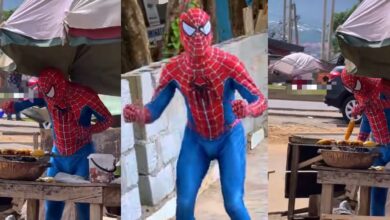 Nigerian Spider-Man sells roasted corn as his side hustle
