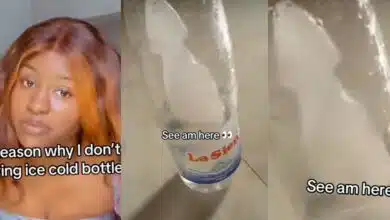 Nigerian lady vows never to buy iced water again over bizarre ice shape