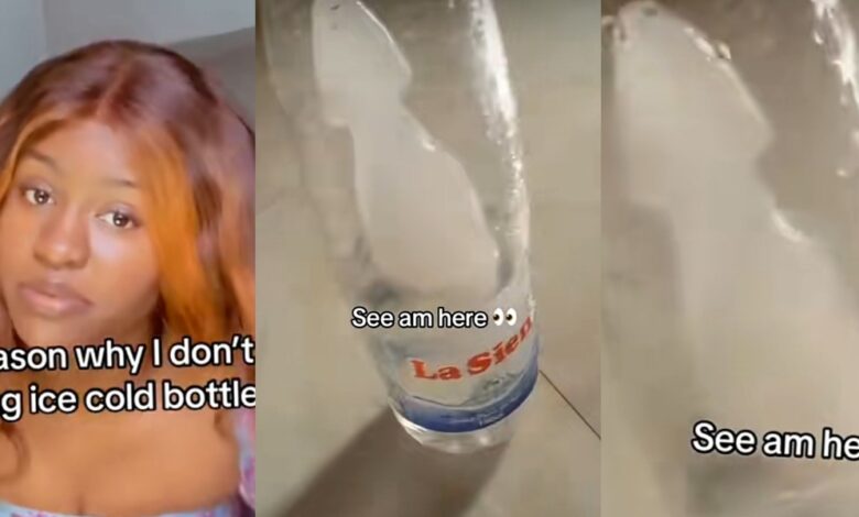 Nigerian lady vows never to buy iced water again over bizarre ice shape