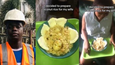 Nigerian man presents wife with unique coconut rice