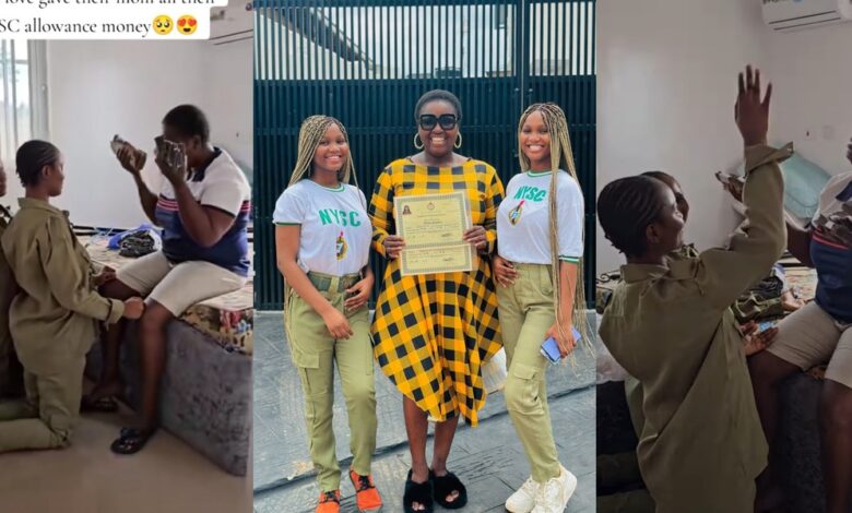 Content creators, Twinz Love move mother to tears as they gift her their entire 12-month NYSC allowance