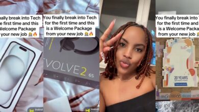 Beautiful lady receives iPhone 15, headset, etc. as 'welcome package' from new tech job