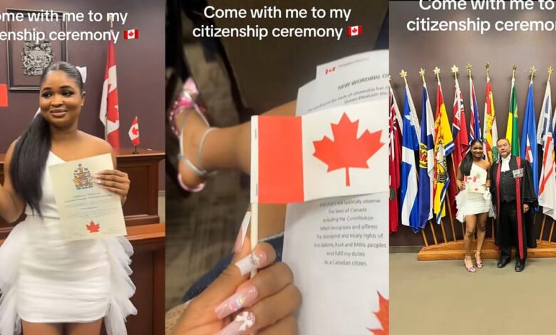 Nigerian lady celebrates achievement as she becomes Canadian citizen, video trends online 