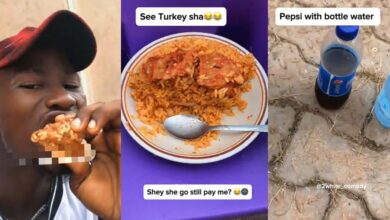 Nigerian barber worries about payment after being served jollof rice, 2 turkey pieces, Pepsi for home service