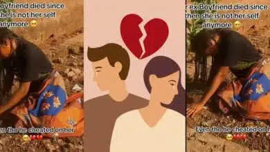 Nigerian lady visits ex-boyfriend's grave despite past cheating scandal, cries profusely as she misses him