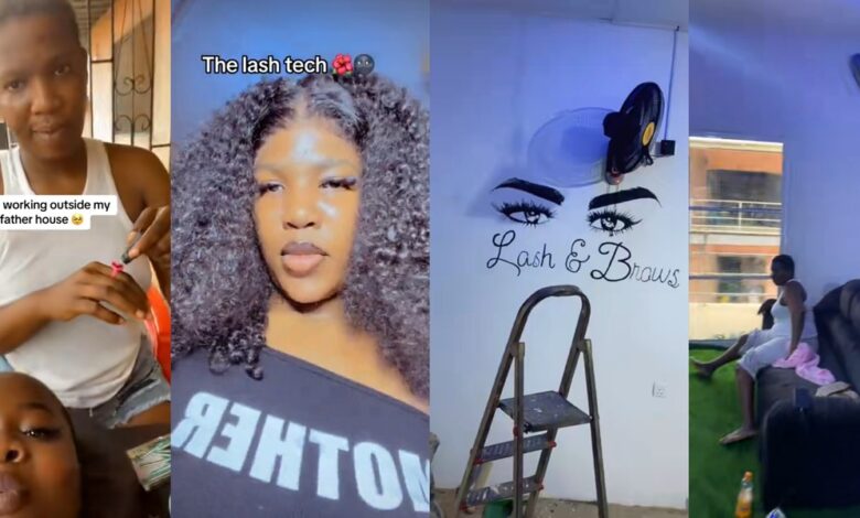 Nigerian lady becomes a shop owner months after starting cosmetics business at the front of father's house