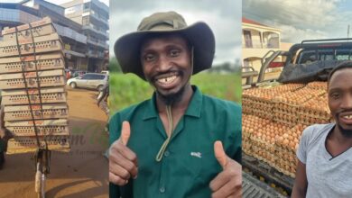 Nigerian man showcases 4-year progress from delivering chickens by bicycle to eggs by Hilux