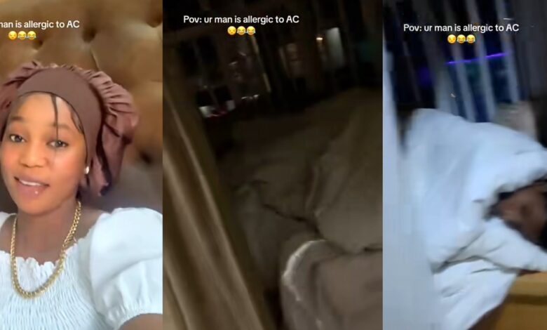 Nigerian man allergic to AC breaks down in tears, sleeps by open window as girlfriend switches it on