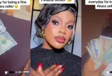 Nigerian lady flaunts tips people give her for being a very beautiful Akara seller