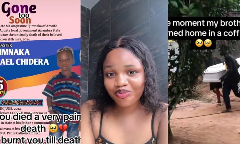 Nigerian lady watches as 15-year-old brother returns home from school in a coffin, reveals cause of death 