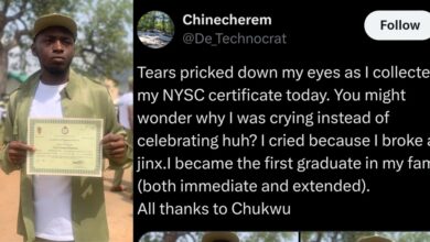 Nigerian man goes viral as he breaks jinx, becomes first graduate in his family