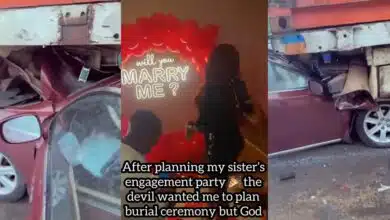 Nigerian woman escapes death in car crash hours after romantic proposal