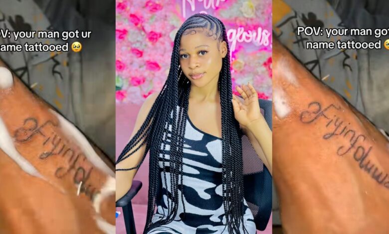 Nigerian man gets a permanent tattoo of his girlfriend's name on his hand