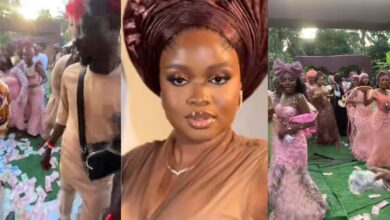 Nigerian woman weds the man she politely responded to at a salon; wedding video sparks jealousy online