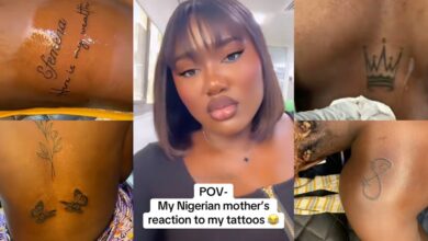 Nigerian mother rants as daughter gets 6 permanent tattoos, vows to relocate her from Lekki to Ikorodu