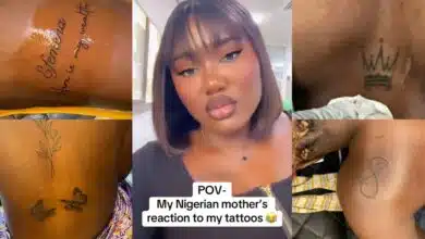 Nigerian mother rants as daughter gets 6 permanent tattoos, vows to relocate her from Lekki to Ikorodu