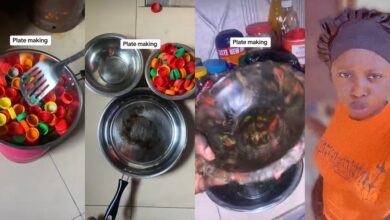 Nigerian lady wows social media with stunning plate made from melted plastic lids